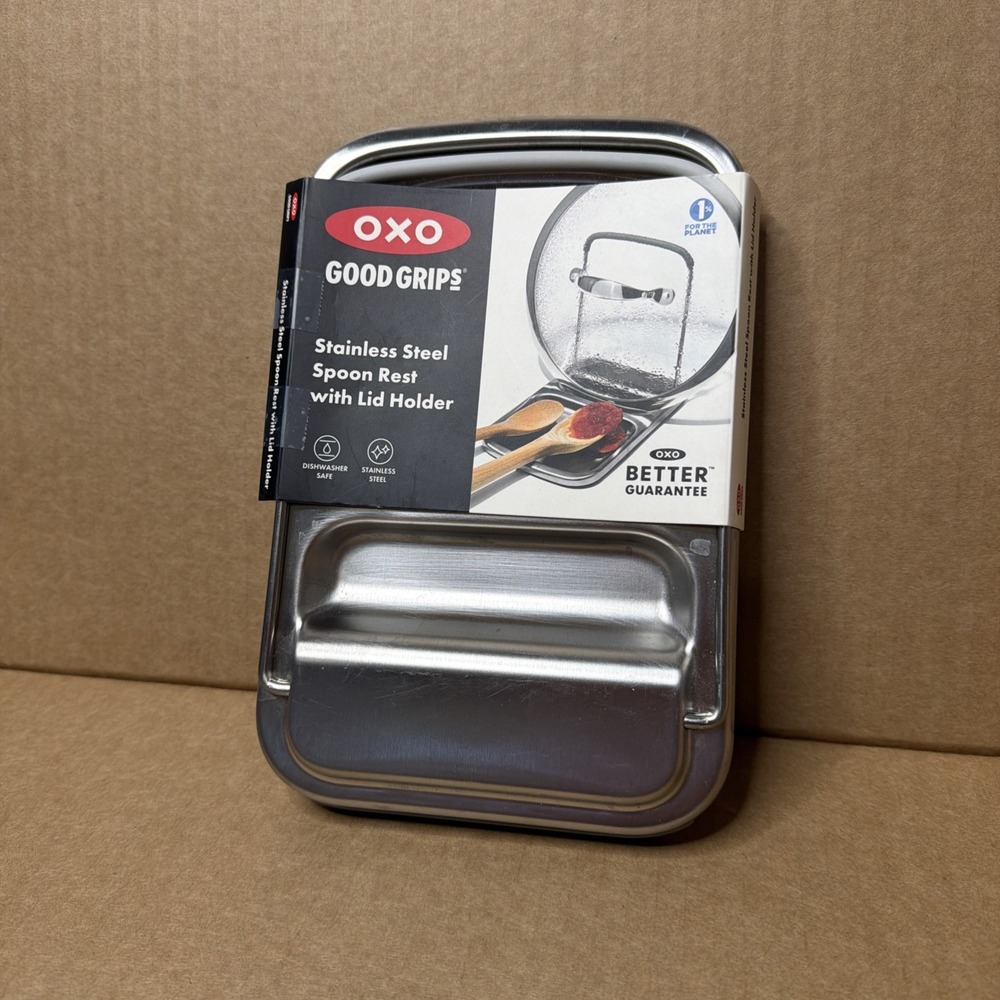 OXO Good Grips Stainless Steel Spoon Rest with Lid Holder Foldable Easy Storage